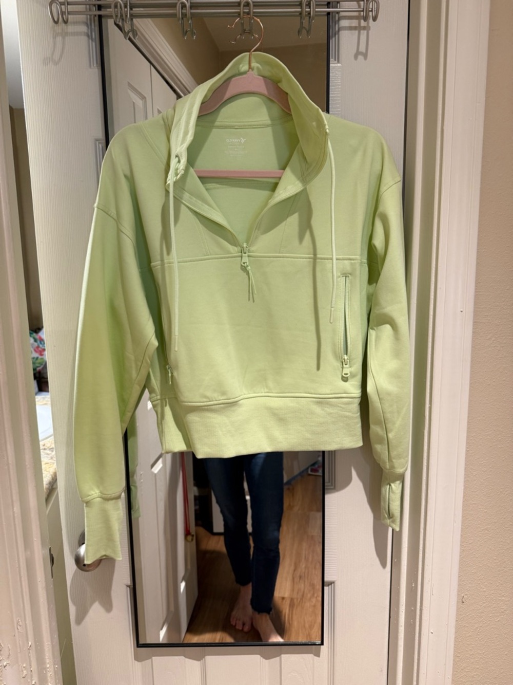 Old Navy Light Lime Half-Zip Hoodie Sweatshirt